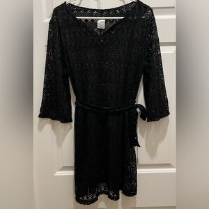 Merona Black Lace Swim Coverup with Matching Belt | L